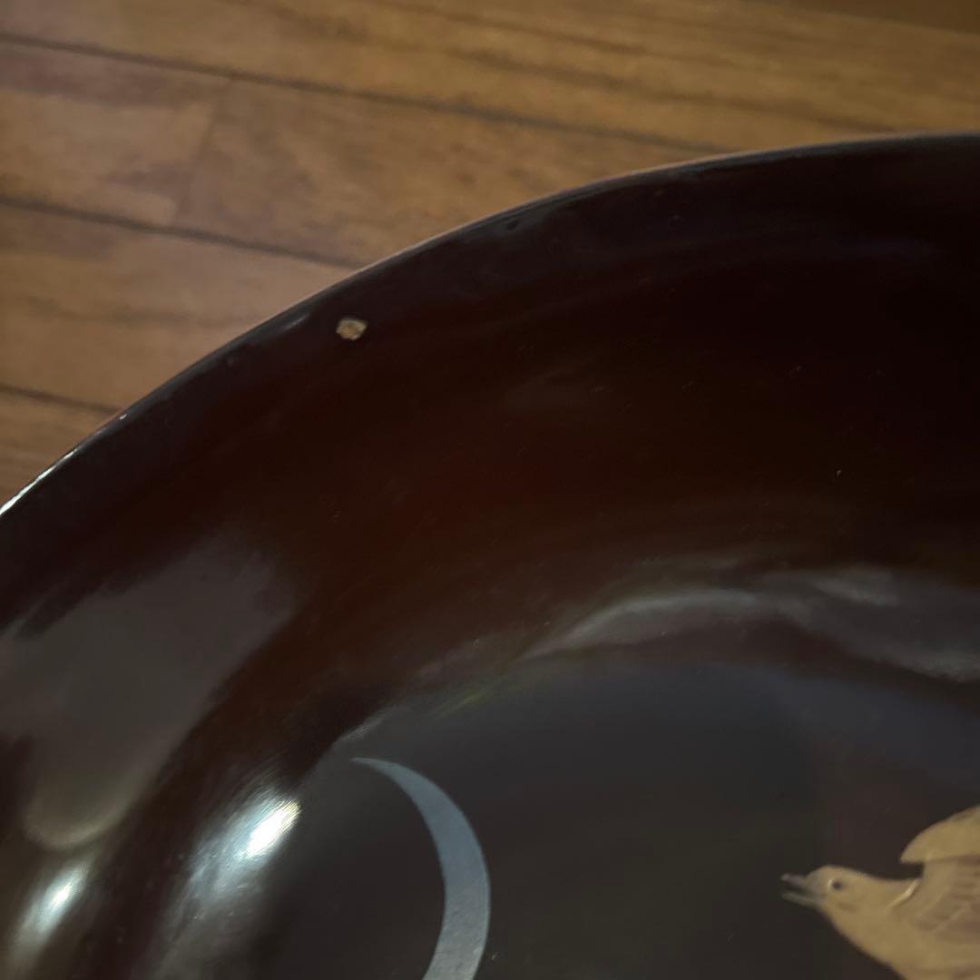 黒塗蒔絵菓子鉢アンティーク大平木箱付き漆器蓋付き金蒔絵風流な絵付けわびさび茶道具