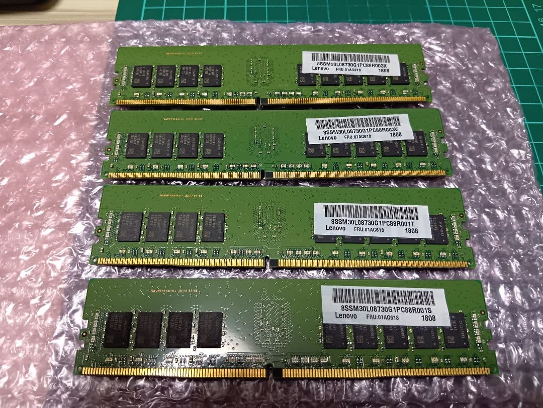 サムスン 16GB DDR4 メモリ PC4-2666 4枚 ECC REG