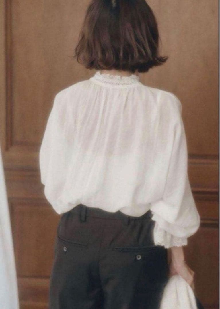 新品未使用　タグ付　PUAL CE CIN 襟袖レースプチハイネックブラウス