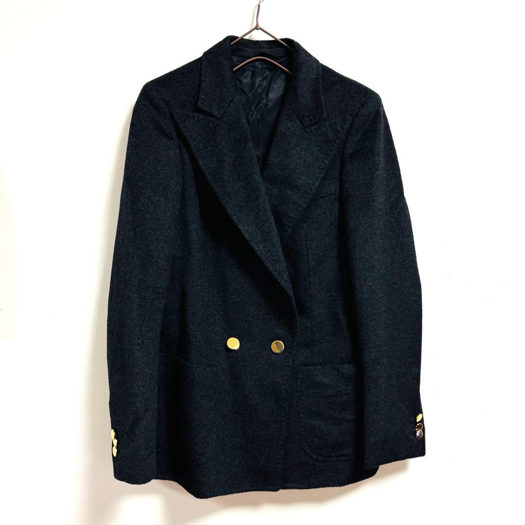 【ユナイテッドアローズ】ウールカシミヤ テーラードジャケットS 美品 金釦 黒系