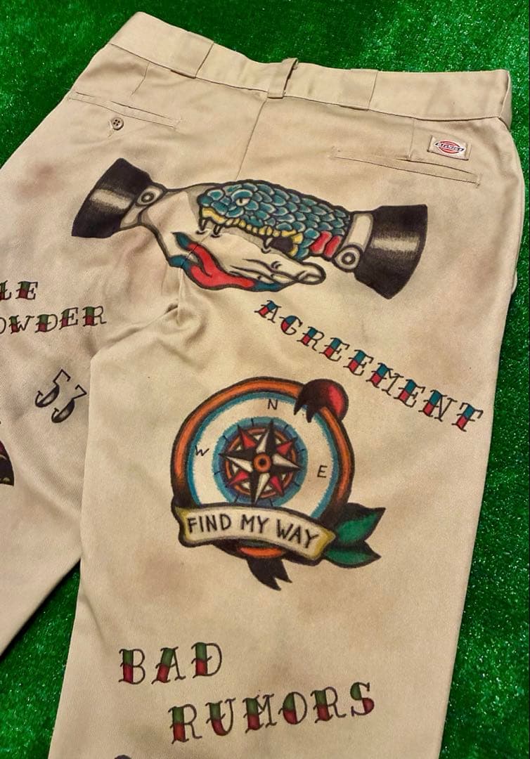 Used チノパン アメトラ タトゥー tattoo メモリアル ハンドペイント