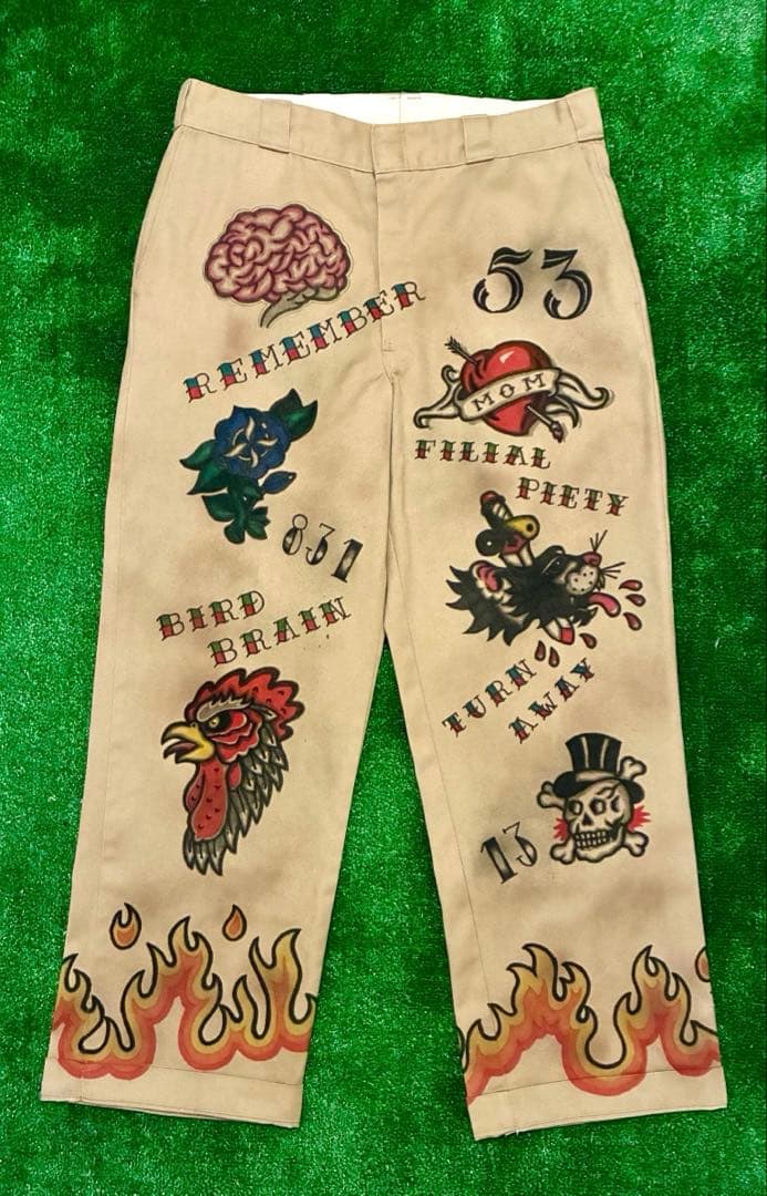 Used チノパン アメトラ タトゥー tattoo メモリアル ハンドペイント