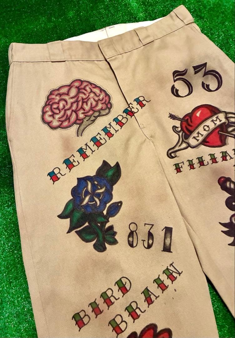 Used チノパン アメトラ タトゥー tattoo メモリアル ハンドペイント