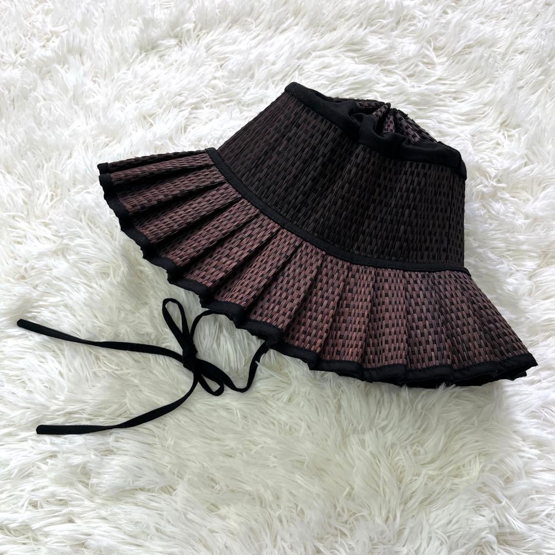 【美品】LORNA MURRAY ローナ マーレイ 麦わら帽子 ハット 黒 M