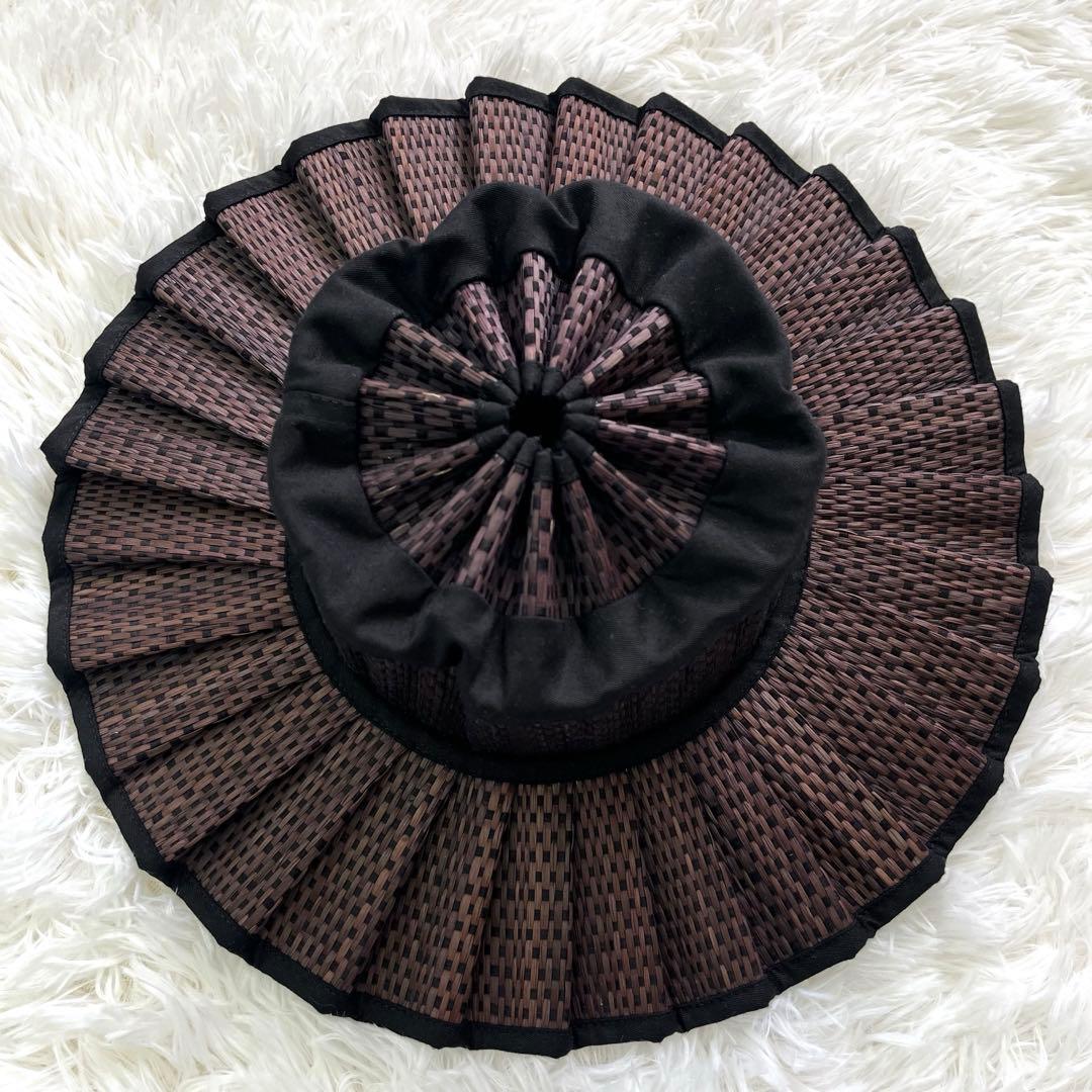 【美品】LORNA MURRAY ローナ マーレイ 麦わら帽子 ハット 黒 M