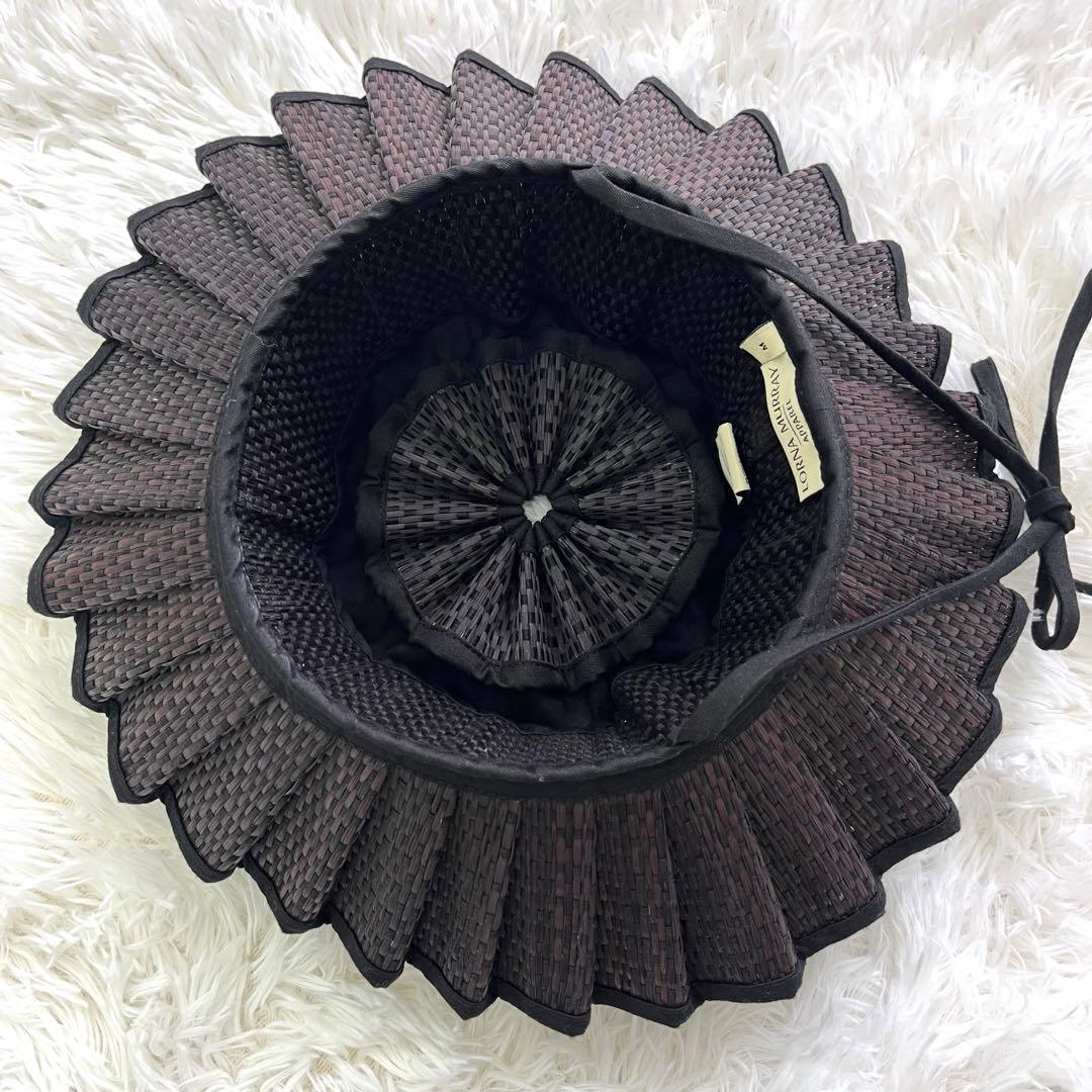 【美品】LORNA MURRAY ローナ マーレイ 麦わら帽子 ハット 黒 M