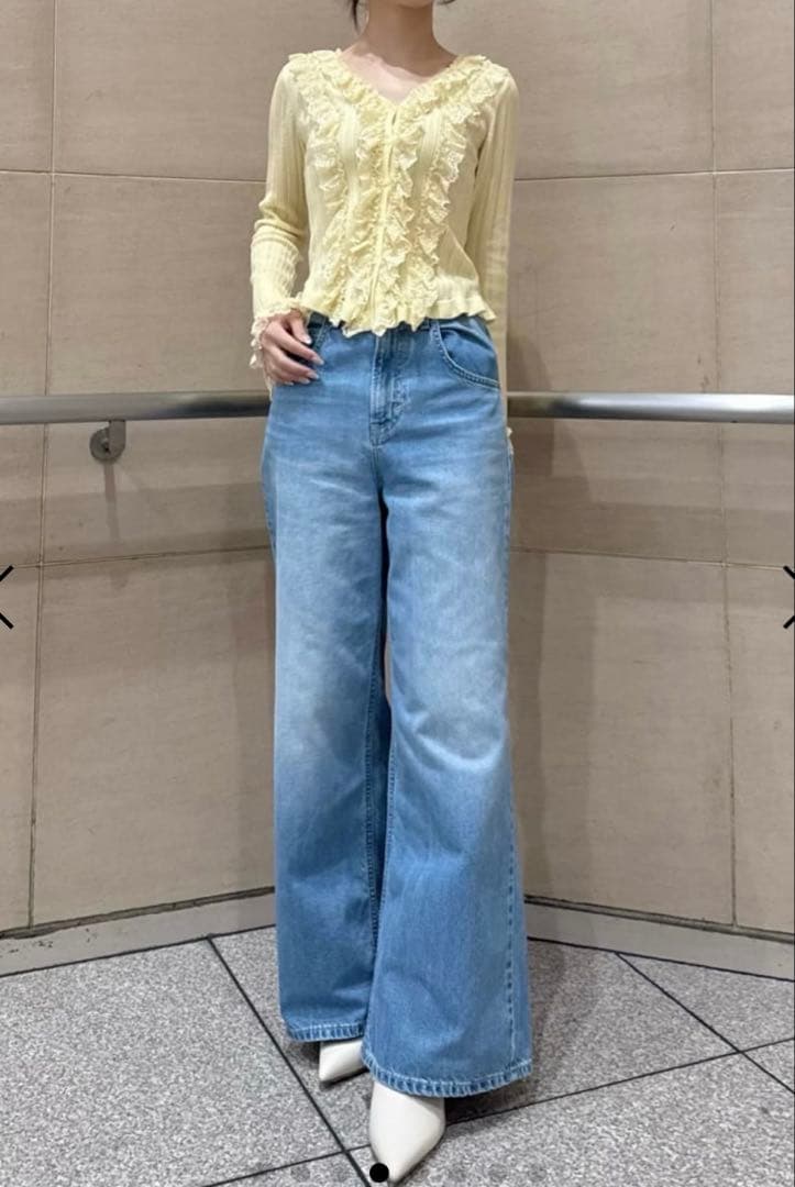 FRAY I.D（フレイ アイディー）フリルレースコンビニットカーデ