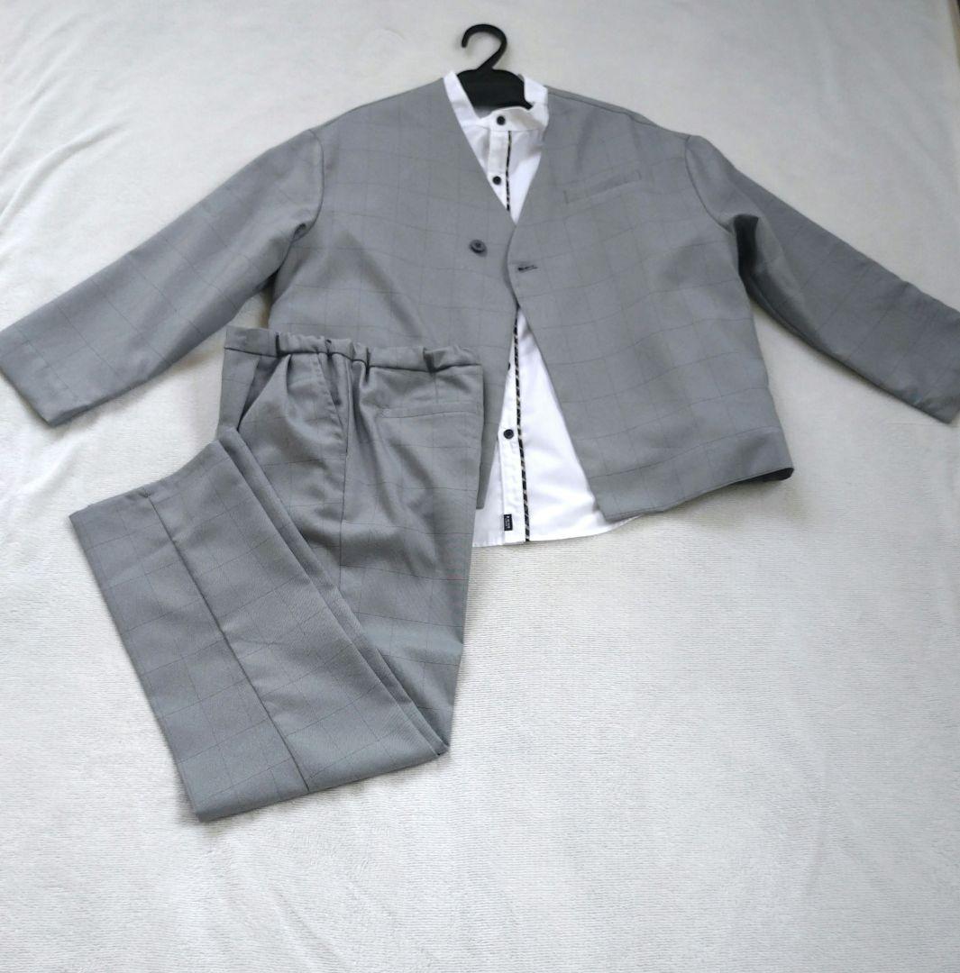 miel_cherin　グレー フォーマルスーツ ノーカラーシャツ　150