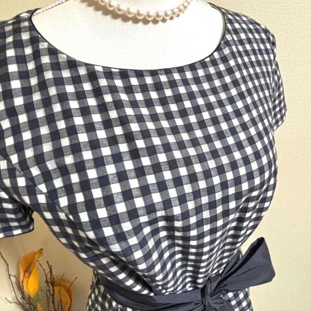 【美品】courreges クレージュ 定価3.9万　チェック　ワンピース 黒M