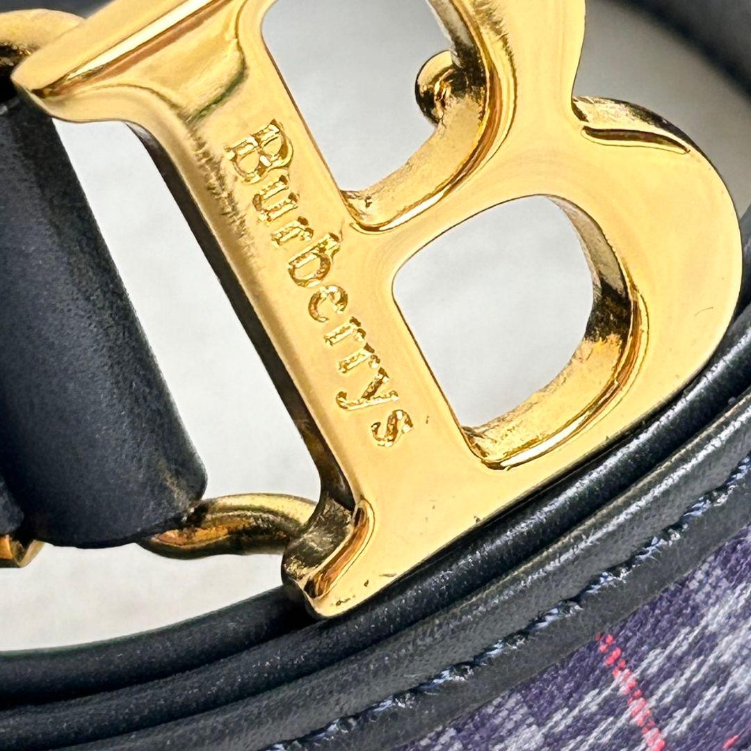 【極希少】Burberry B 金具 ゴールド ベルト ノバチェック ネイビー