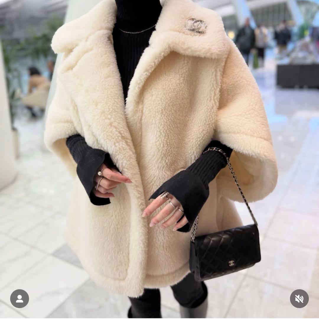 lilirena ポンチョ ボア アウター コート