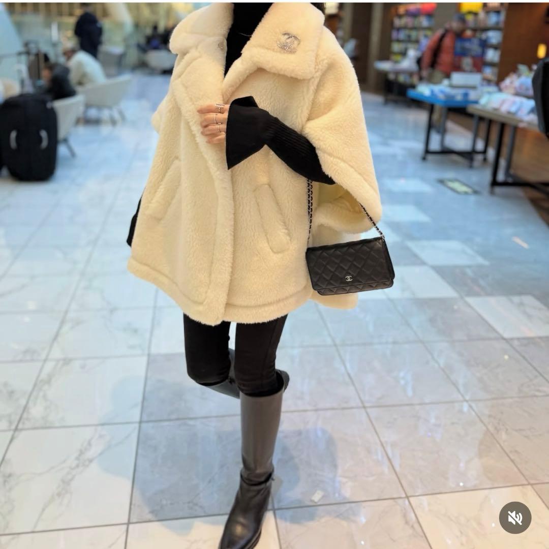 lilirena ポンチョ ボア アウター コート