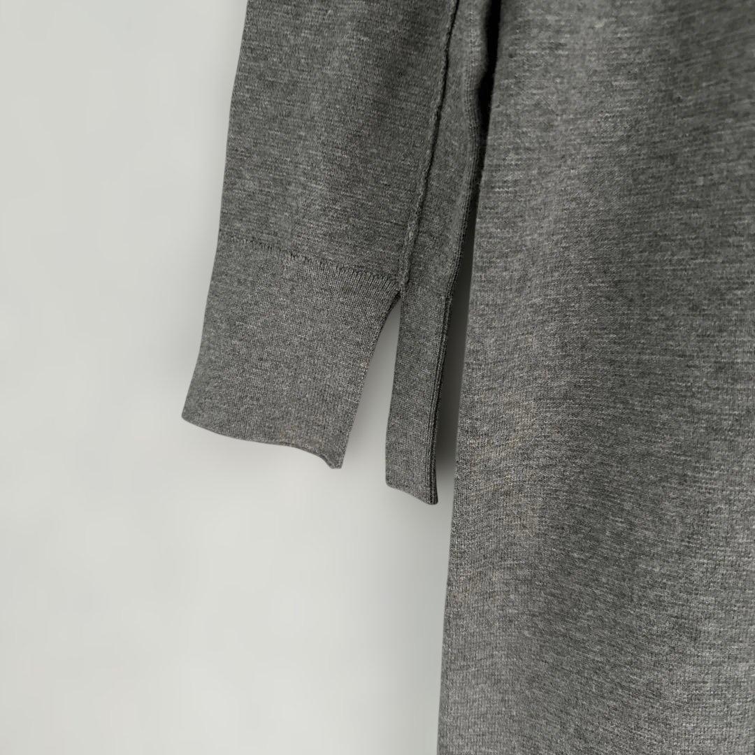 アンスリードグレー ニットロングワンピース 長袖 サイドスリット