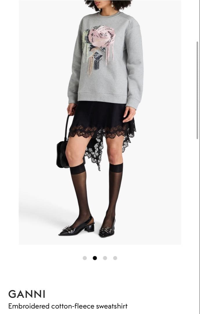 【新品タグ付き】Ganni バラ刺繍 グレー スウェット