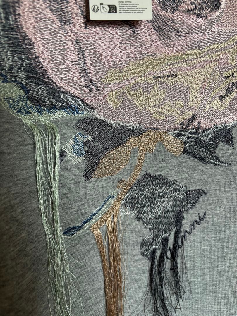 【新品タグ付き】Ganni バラ刺繍 グレー スウェット