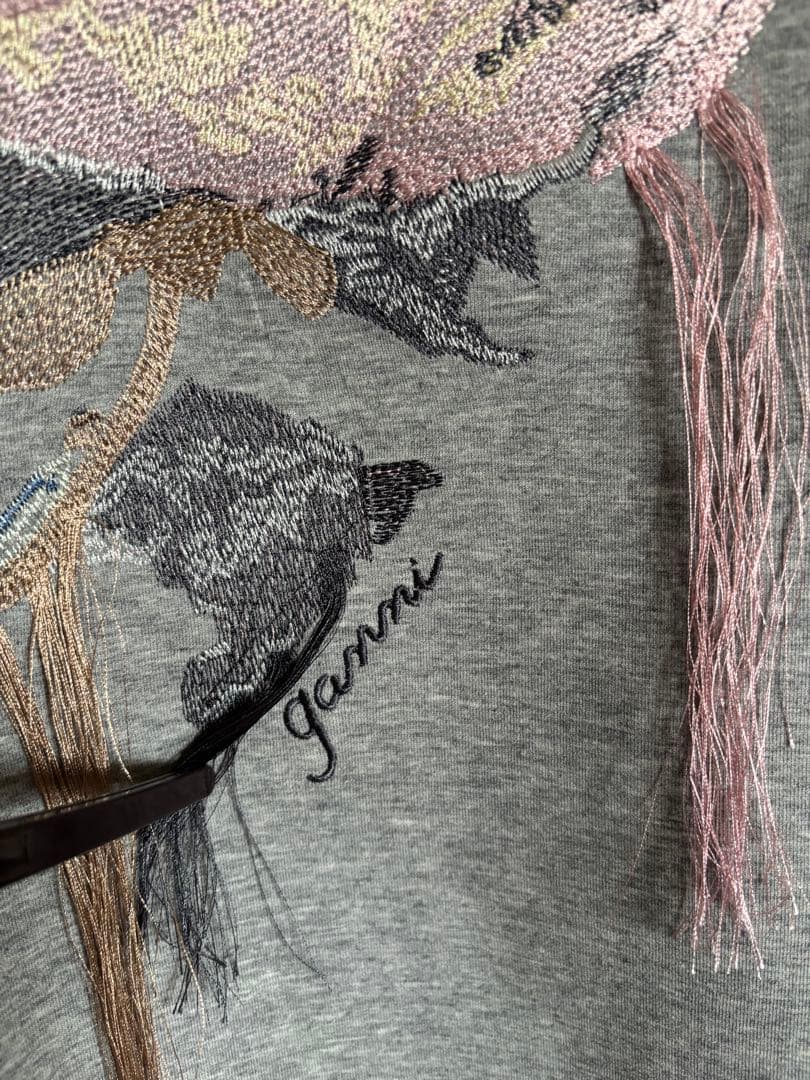 【新品タグ付き】Ganni バラ刺繍 グレー スウェット