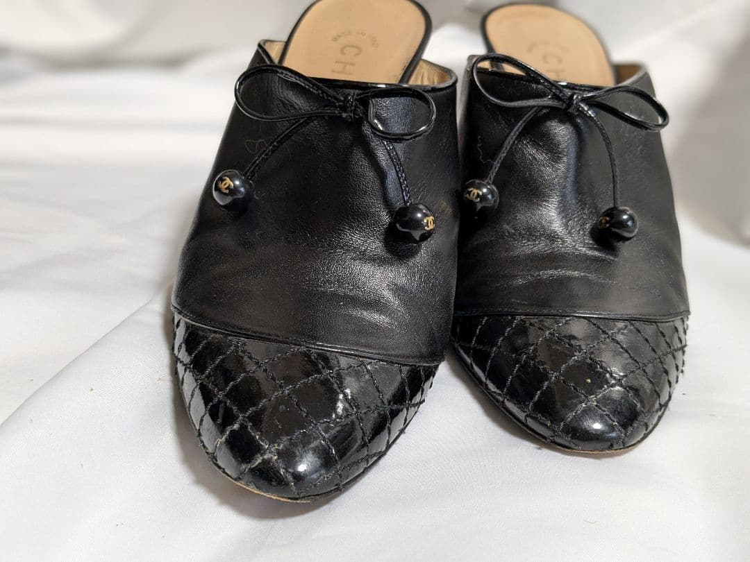 再)お値下げしました)CHANEL ブラックレザー ミュール