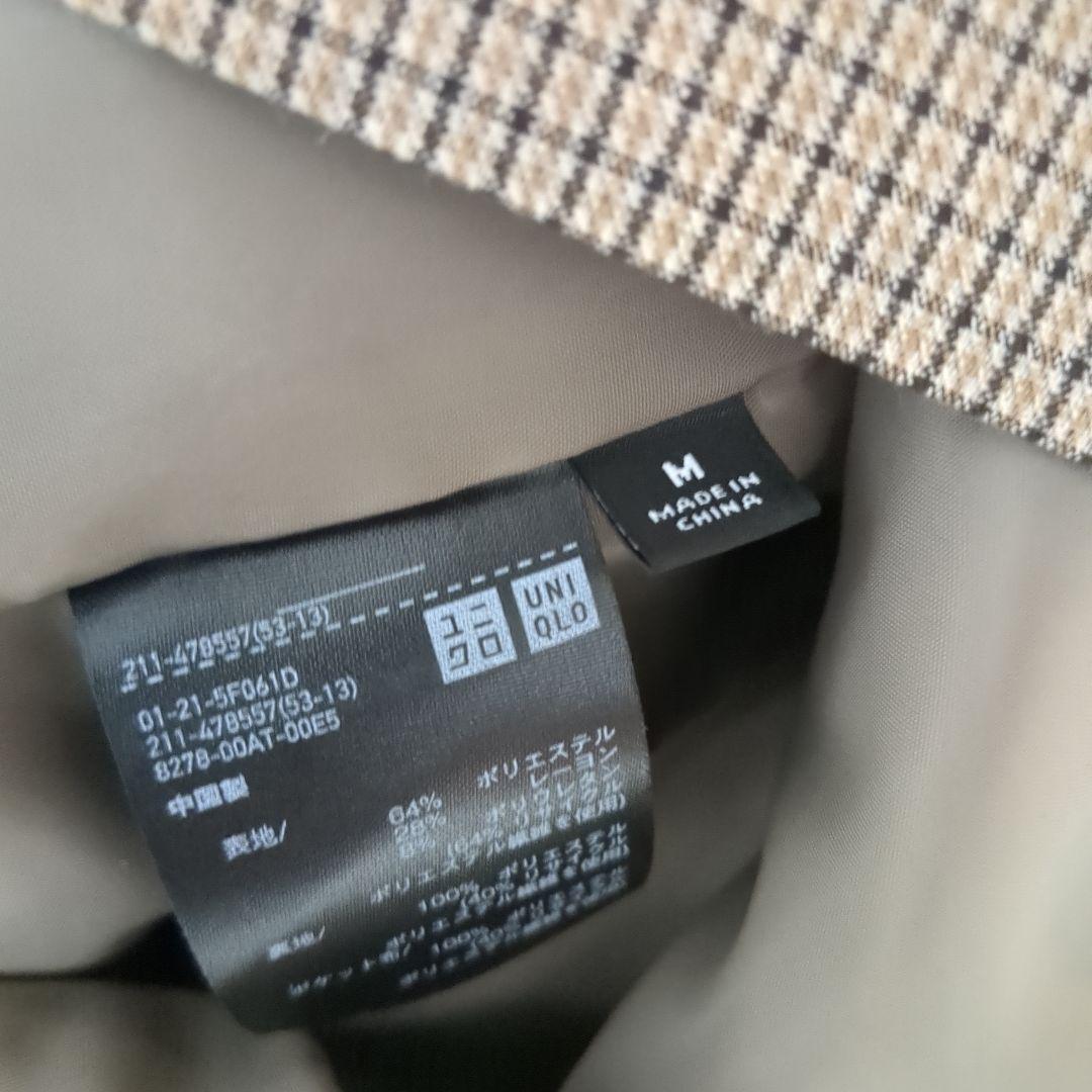 【新品】オンライン完売品　 ユニクロ　ダブルジャケット M BROWN チェック
