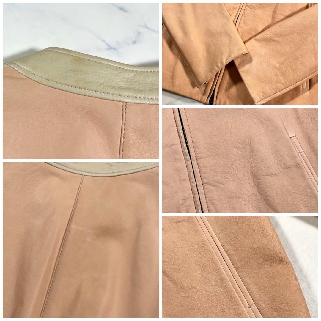 MIU MIU ミュウミュウ　フリル　バイカラー　レザージャケット　ライダース