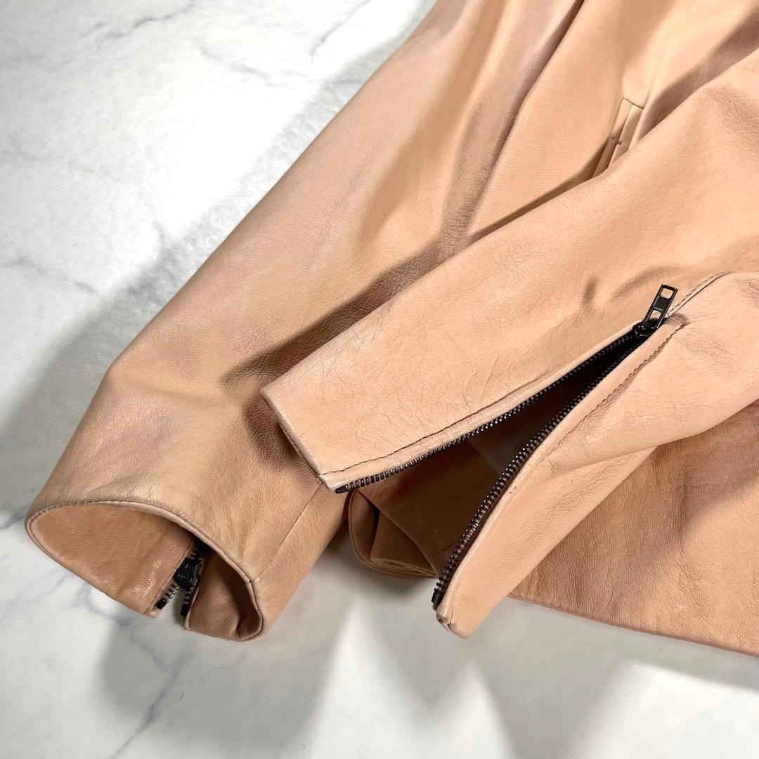 MIU MIU ミュウミュウ　フリル　バイカラー　レザージャケット　ライダース