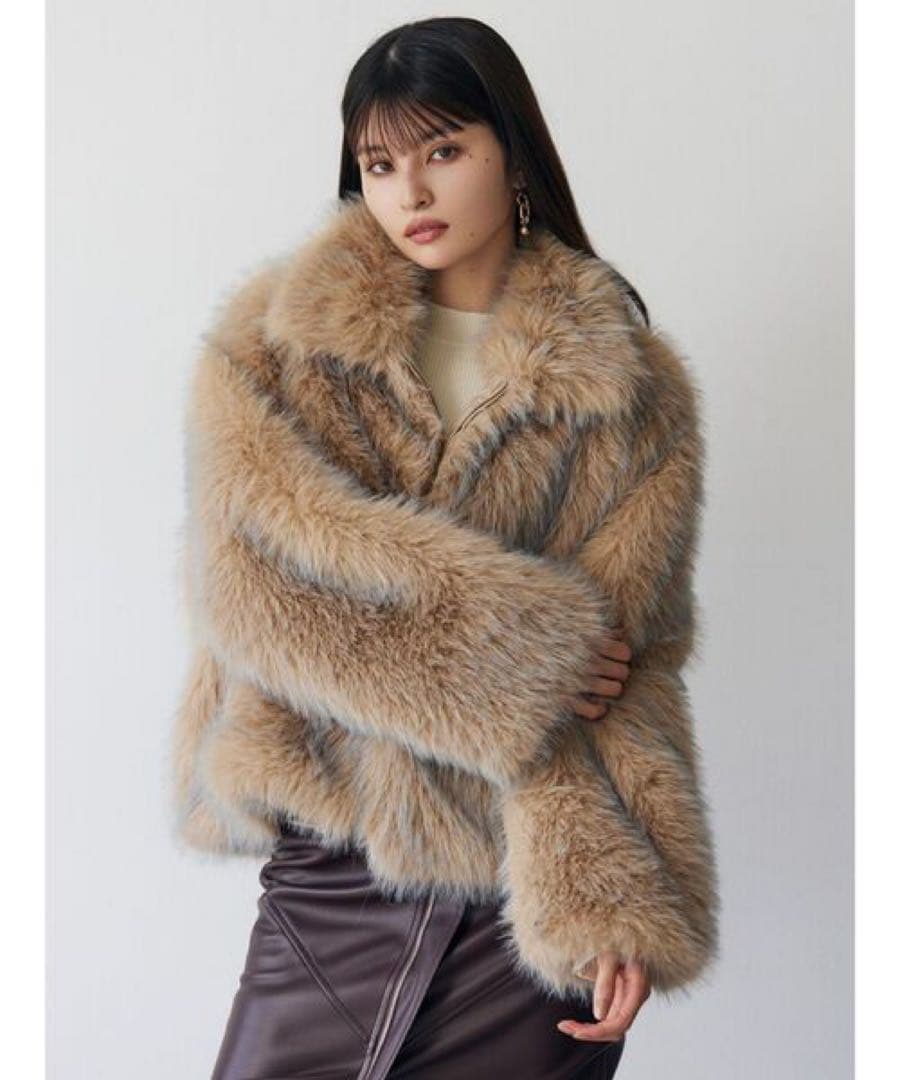 MURUA MIXフェイクファーブルゾン　ベージュ