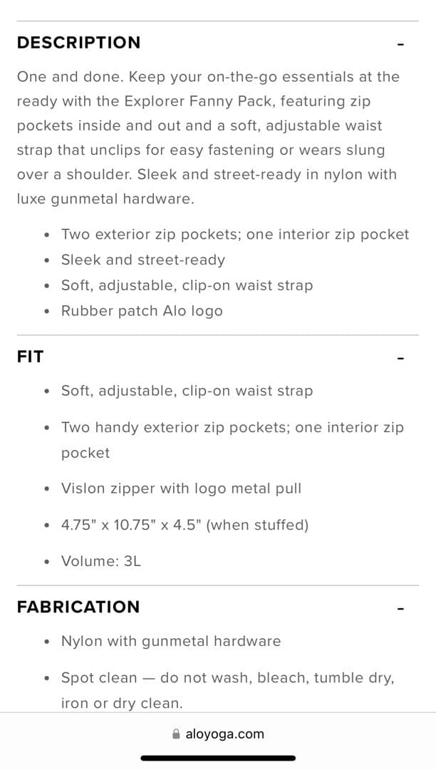 alo エクスプローラーファニーパック ブラック