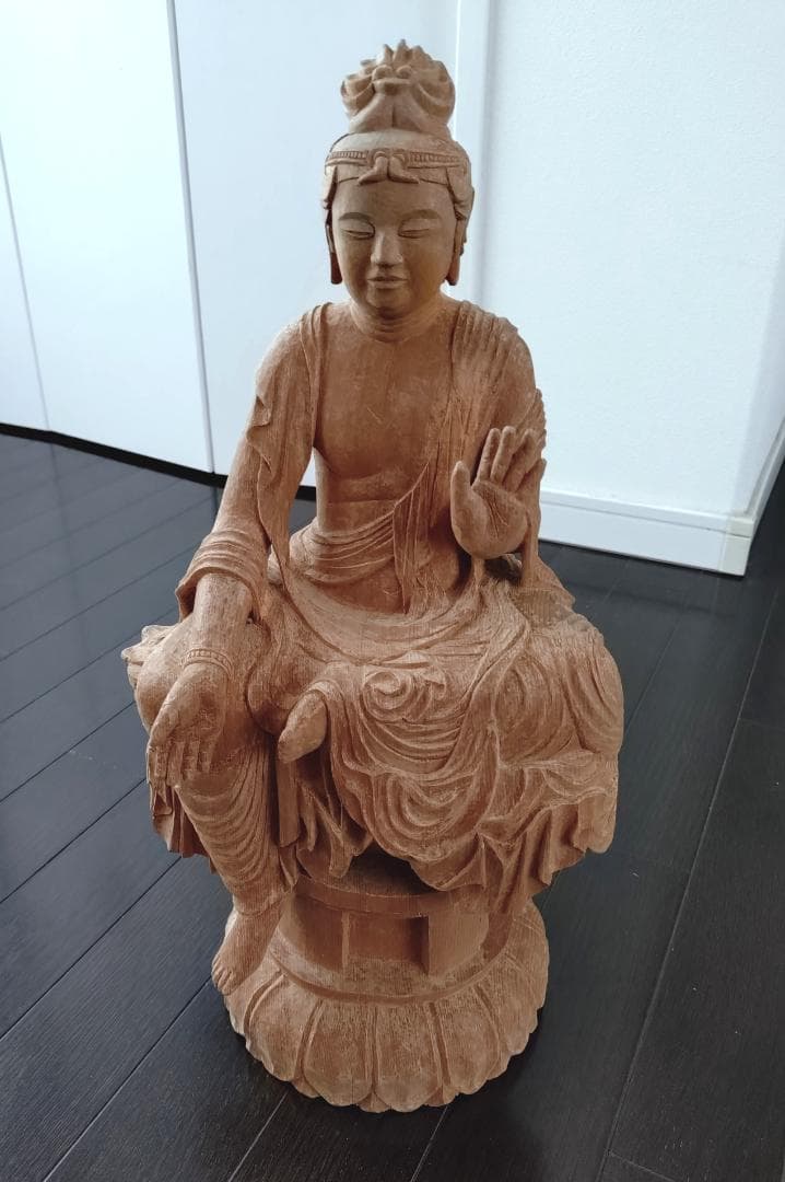 一刀彫　木像　 仏像 如意輪観音　菩薩半跏像　約50cm