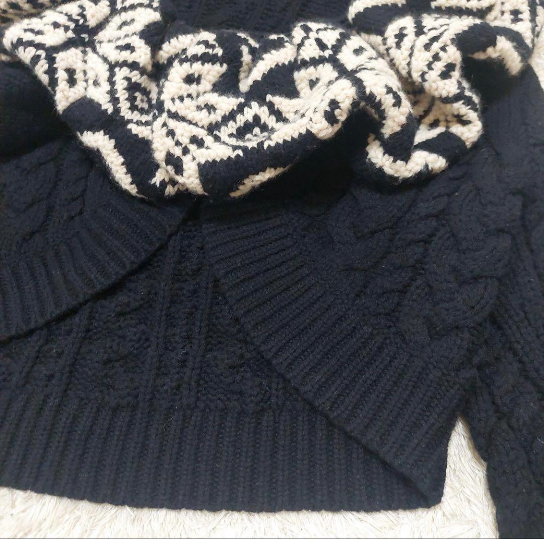 希少 ラルフローレン ウール カシミア ケーブル編み ボリーム襟 ボレロ