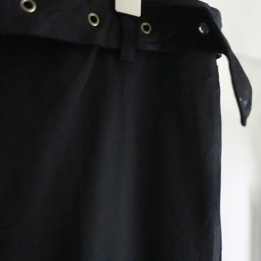 【イタリア製】RAY&GUY ウールギャバジン　ベルテッドトラウザーズ　ブラック