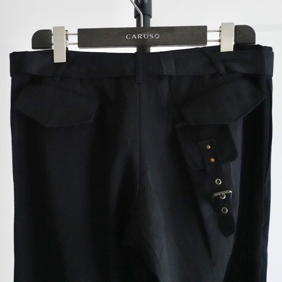 【イタリア製】RAY&GUY ウールギャバジン　ベルテッドトラウザーズ　ブラック