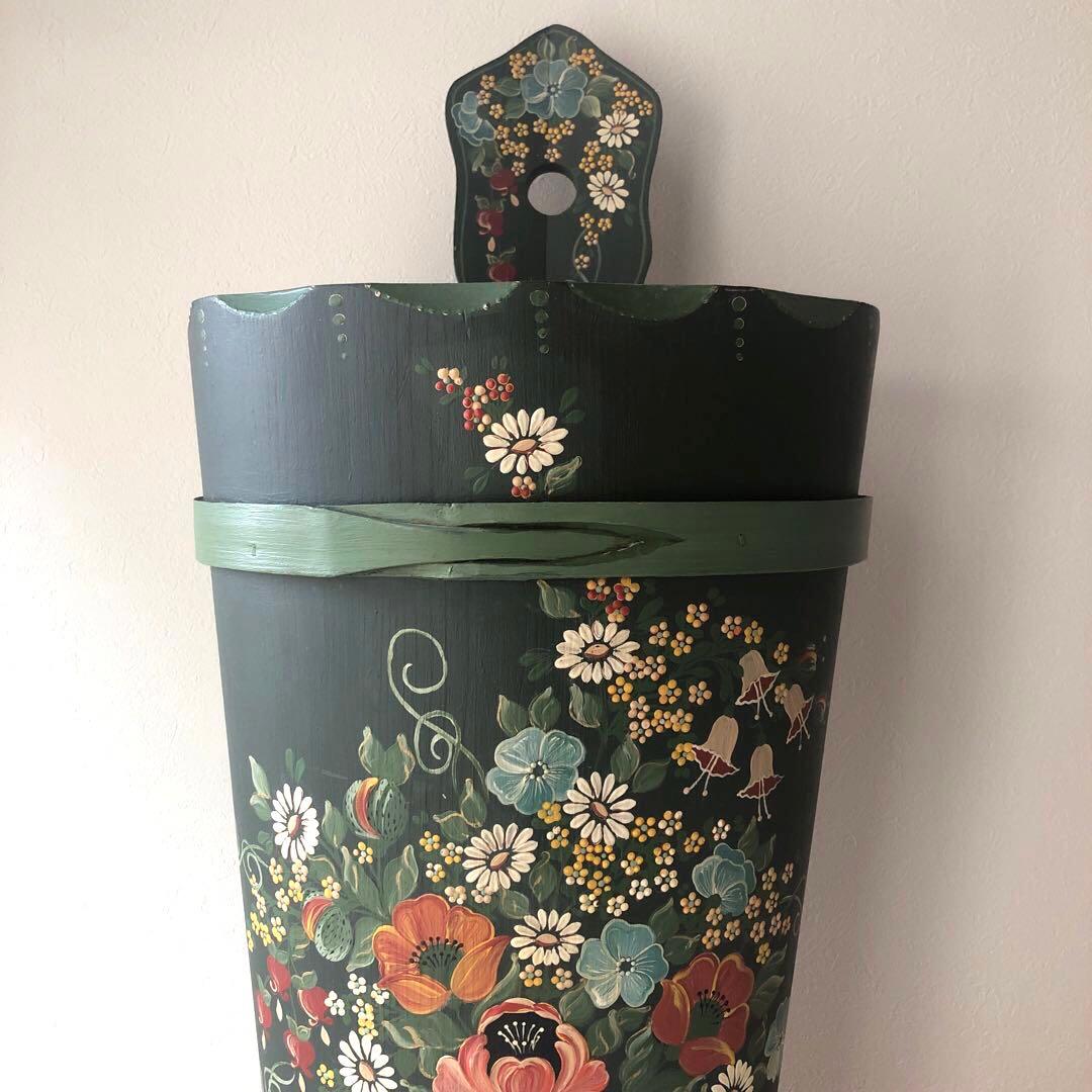 トールペイント　傘立て　ヴィンテージ