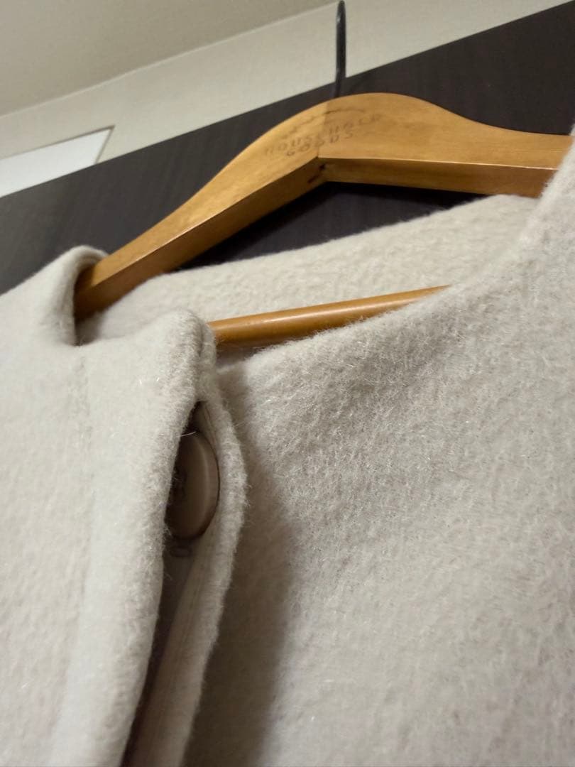 snidel アイボリー ノーカラーコートラビット ファー付き