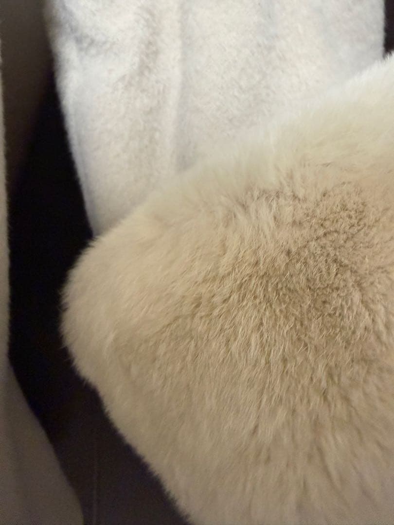 snidel アイボリー ノーカラーコートラビット ファー付き