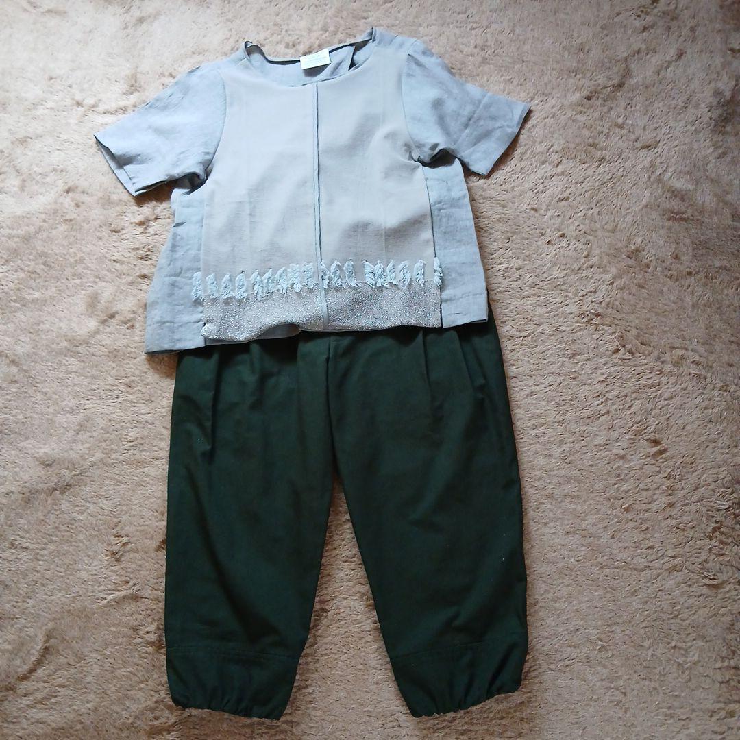 ミナペルホネン ノルミッコ ダークグリーン カーゴパンツ ウエストゴム 38