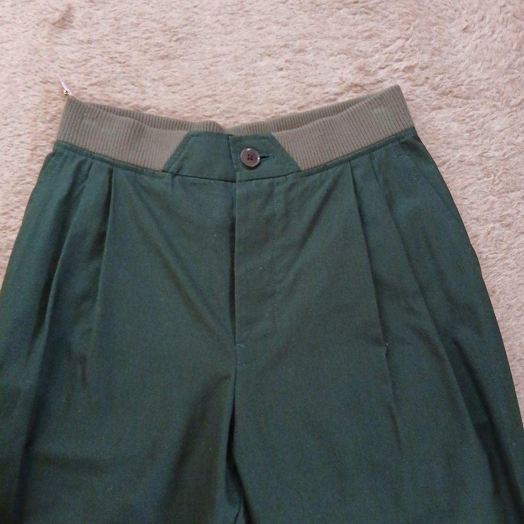 ミナペルホネン ノルミッコ ダークグリーン カーゴパンツ ウエストゴム 38