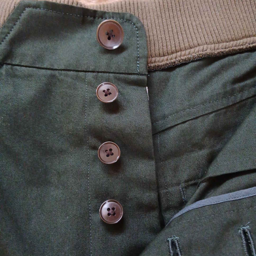 ミナペルホネン ノルミッコ ダークグリーン カーゴパンツ ウエストゴム 38