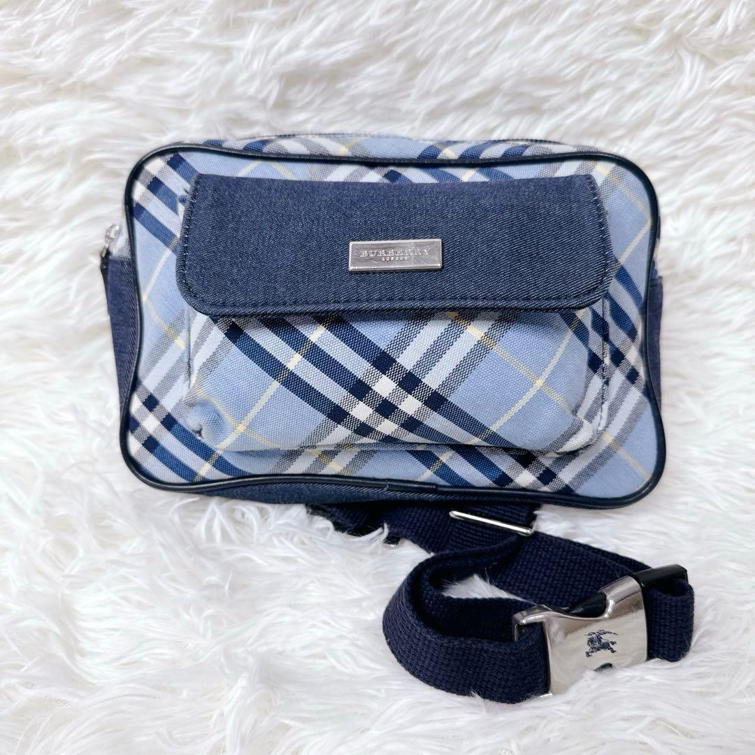 【美品】BURBERRY デニム調 ノバチェック ウエストバッグ ボディ 希少