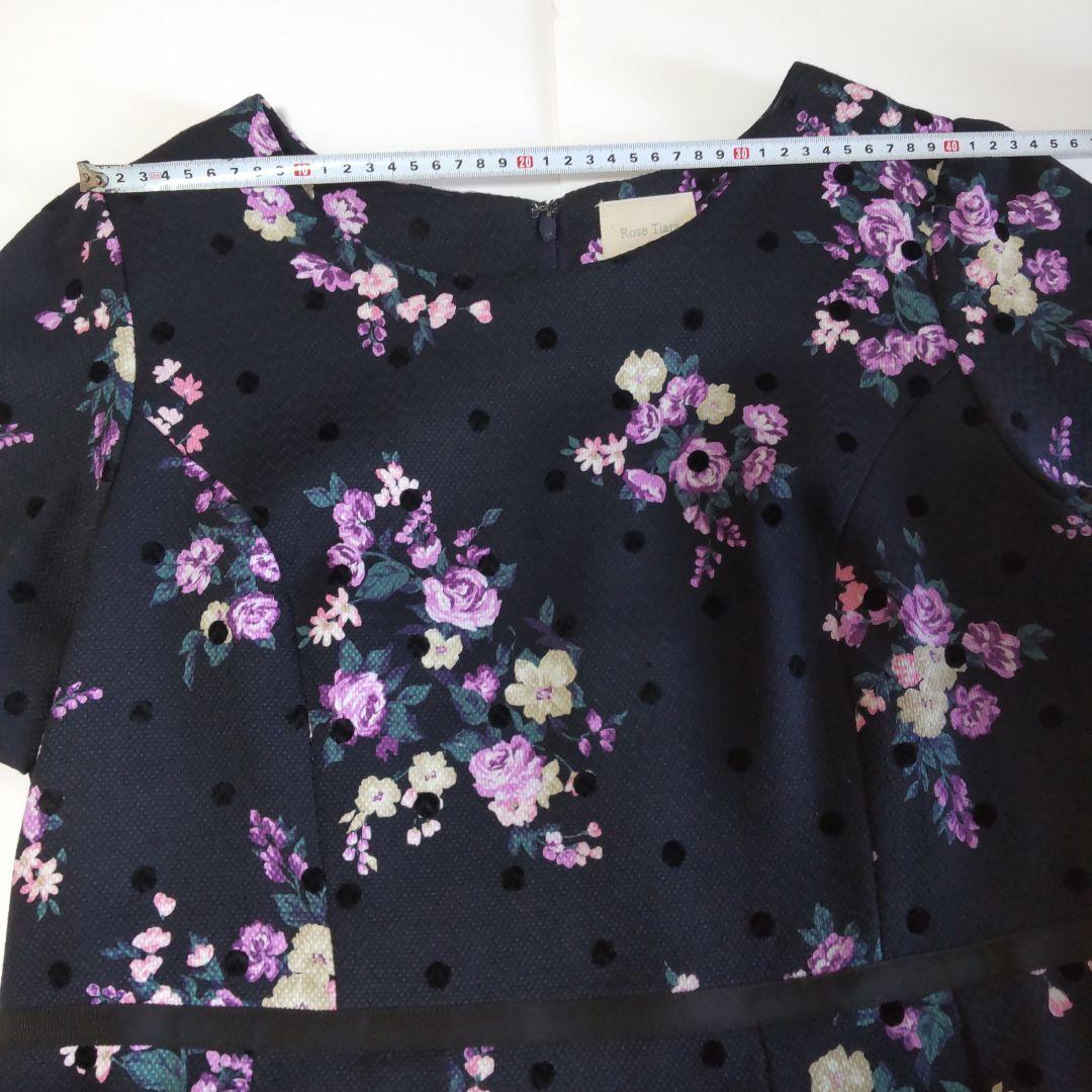 46　ドットフロッキー　ローズワンピース RoseTiara　花柄