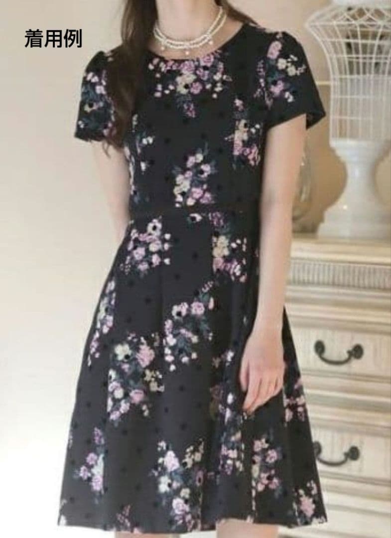 46　ドットフロッキー　ローズワンピース RoseTiara　花柄