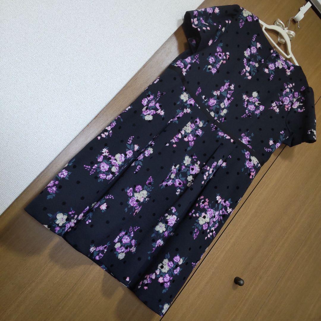 46　ドットフロッキー　ローズワンピース RoseTiara　花柄