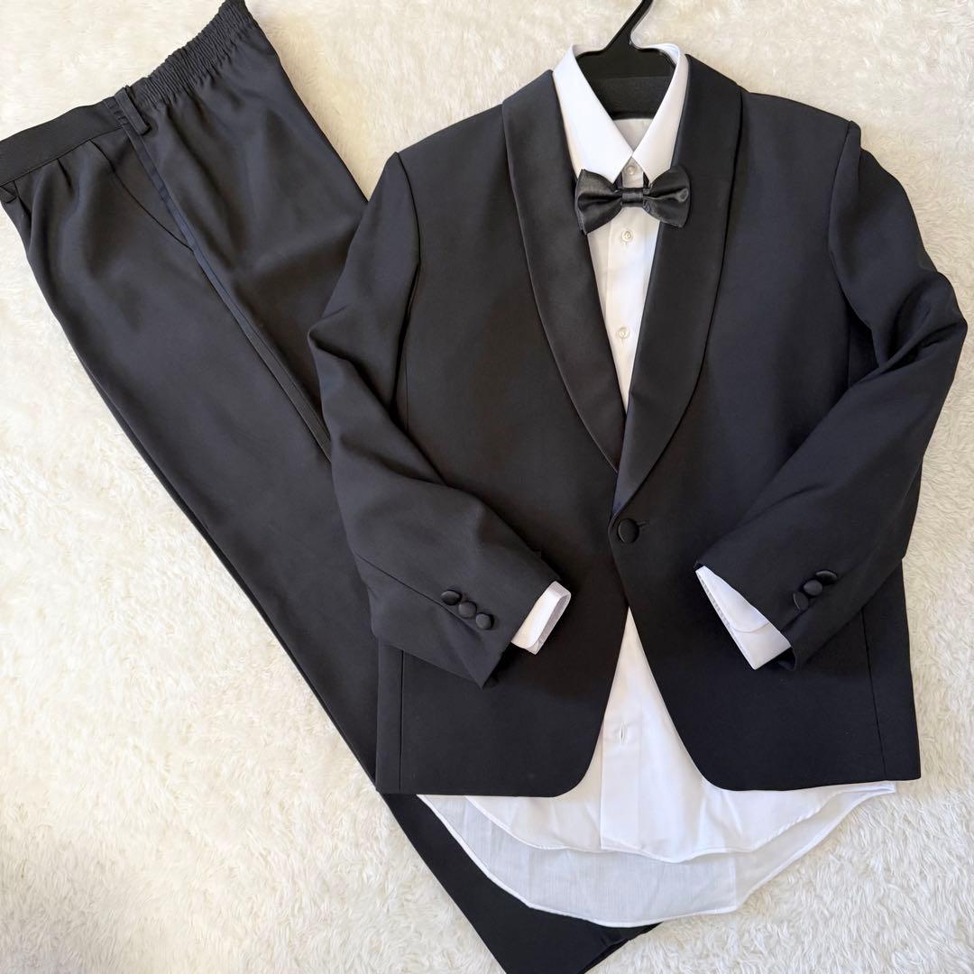 【美品】ブラックスーツ タキシード 発表会フォーマル　卒服 セットアップ 150