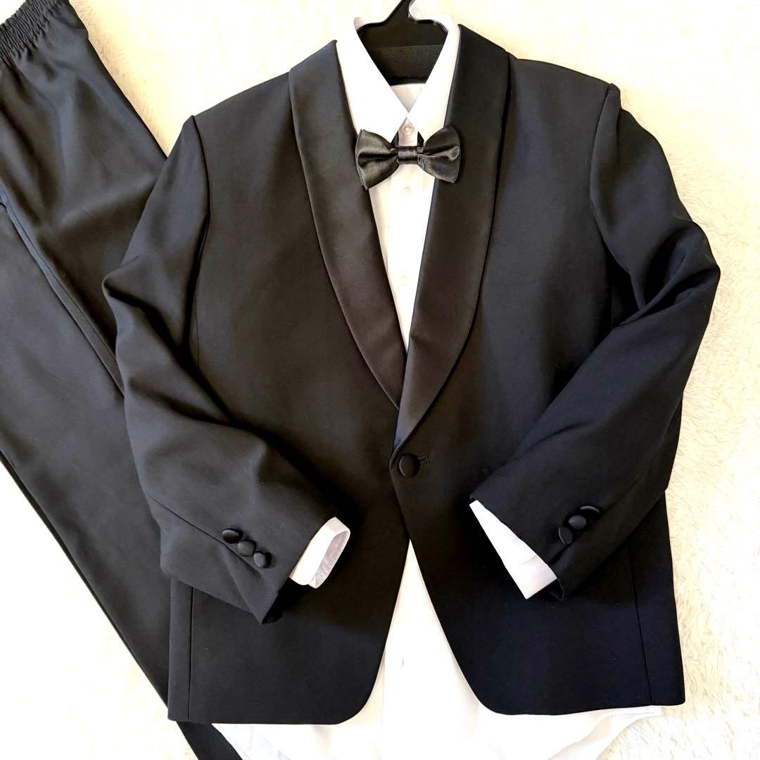 【美品】ブラックスーツ タキシード 発表会フォーマル　卒服 セットアップ 150