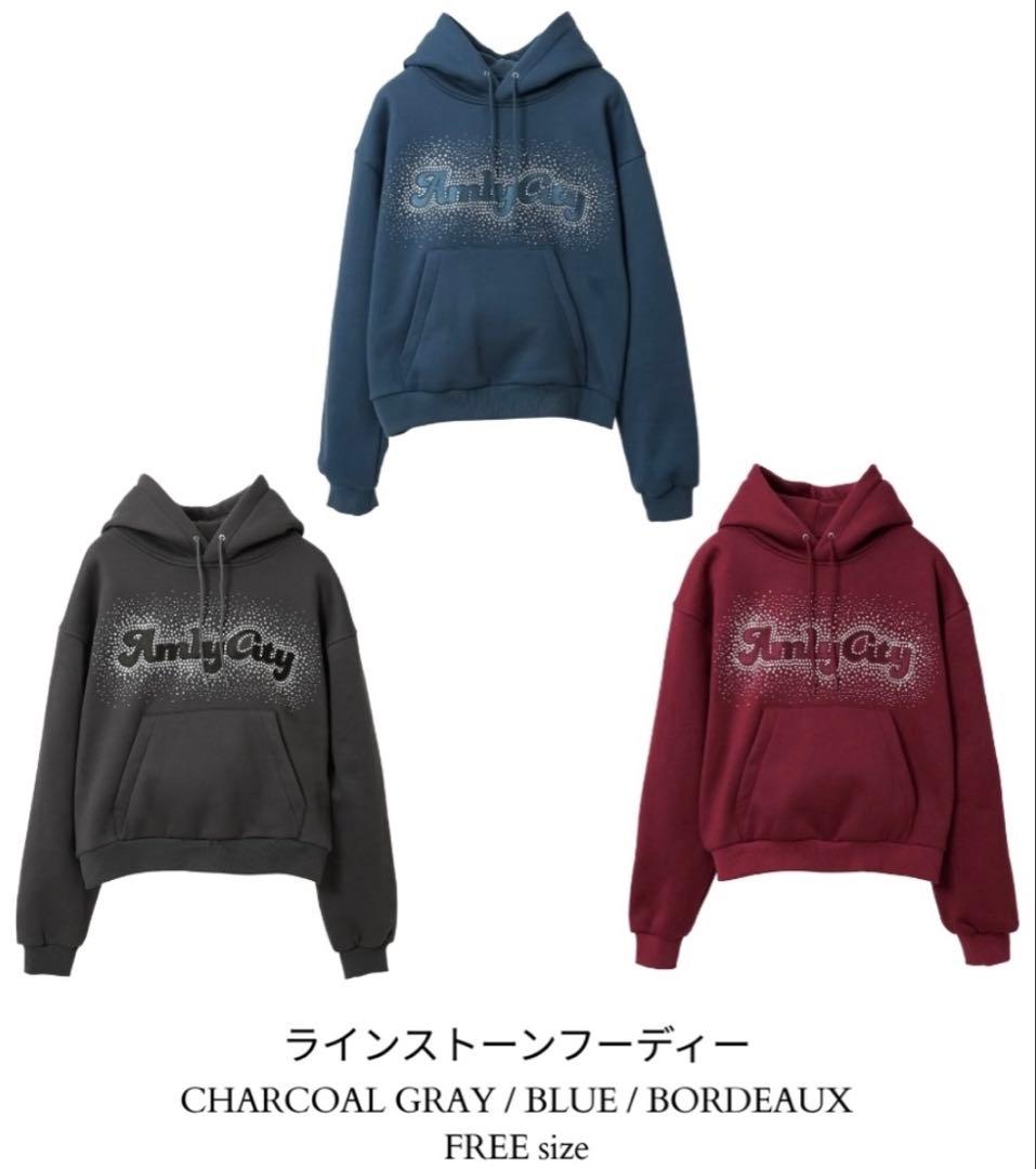 Amlycity アンリーシティ　 ラインストーンフーディー パーカー