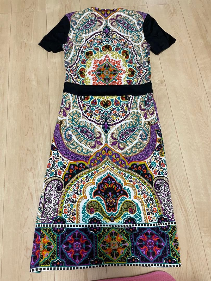 【極美品】ETRO/エトロ ペイズリー柄半袖ワンピース 44/Lサイズ