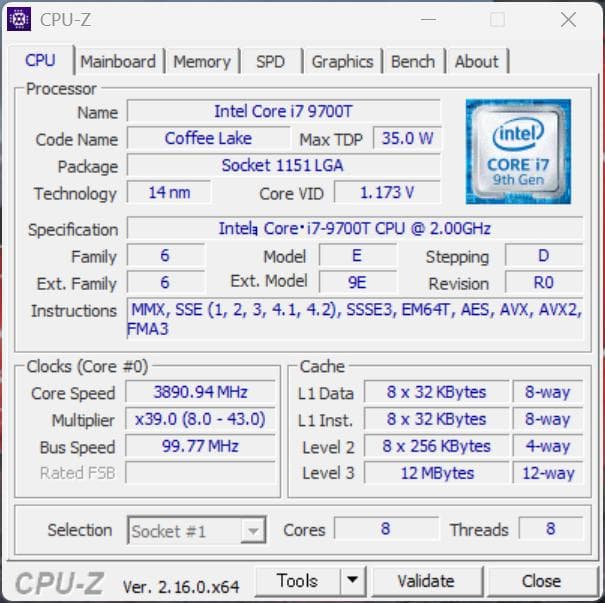 ミニPC Lenovo m920q i7-9700T RX6400