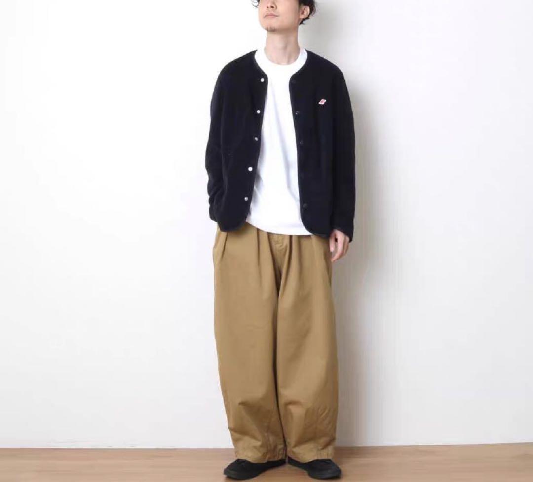 DANTON フリース ノーカラーカーディガン