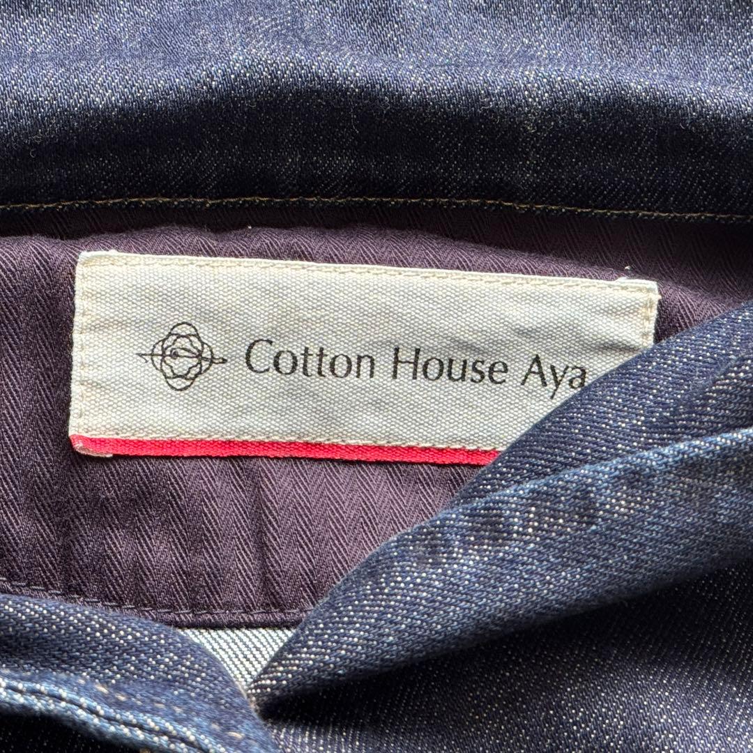 コットンハウスアヤ デニム ジャケット フード ポケット ボタン インディゴ