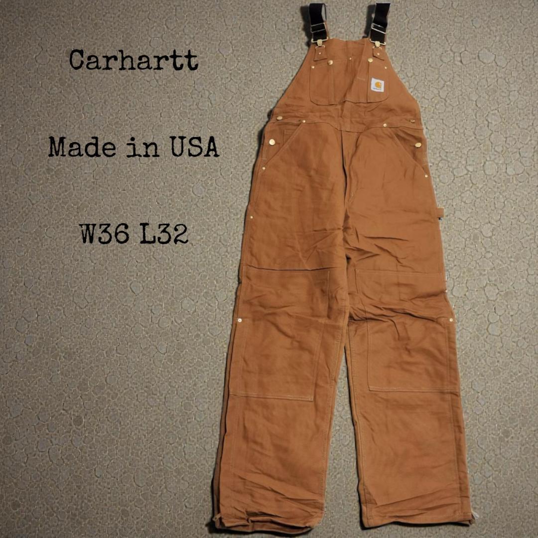 専用USA製 Carhartt オーバーオール W36 キャメル キルティング