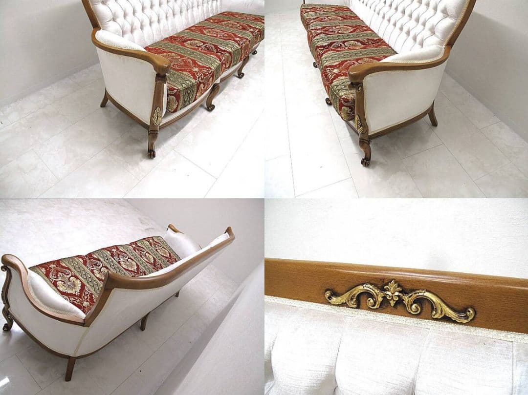 展示品 イタリア製　ロココ様式3人掛けソファ 　アンティーク調