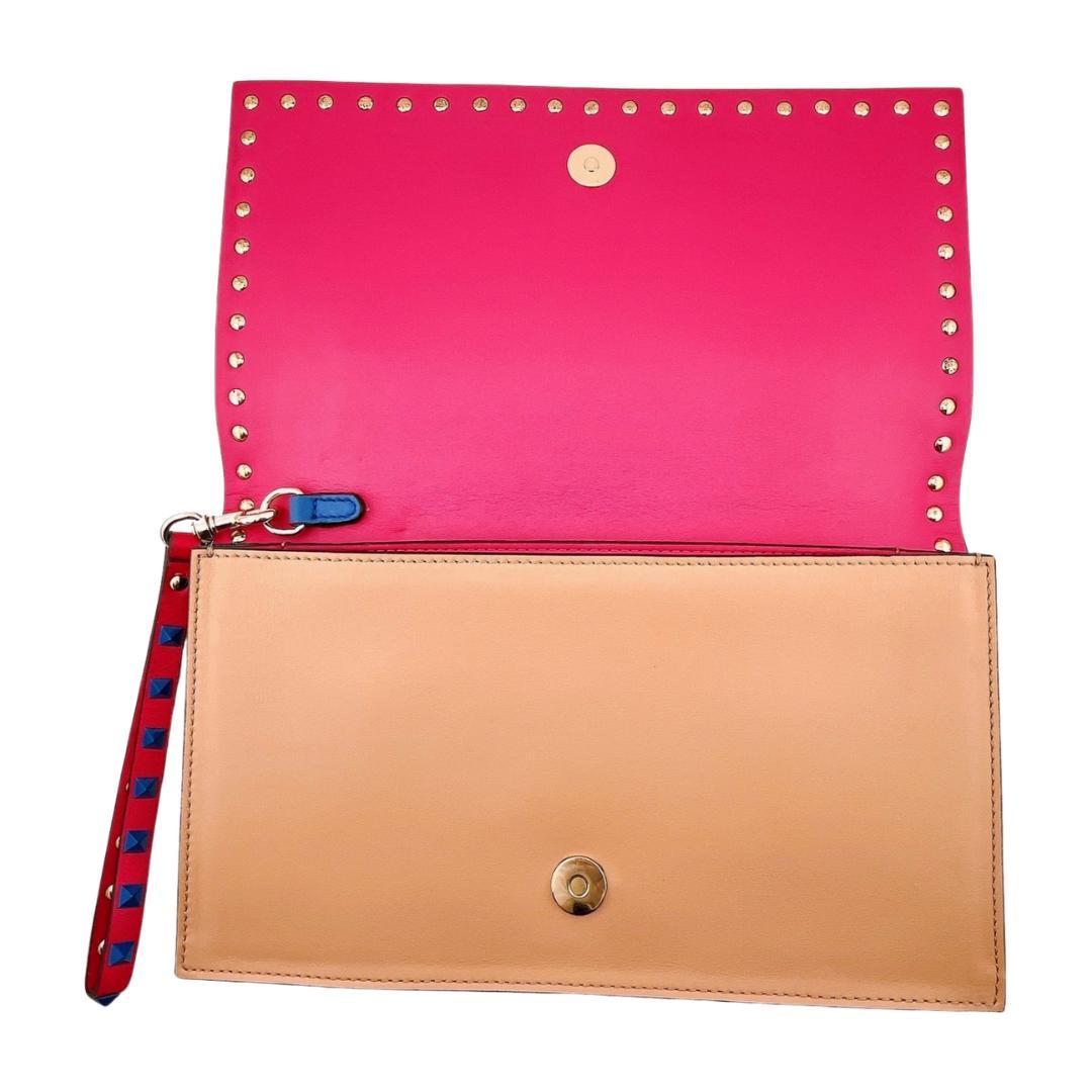 ヴァレンティノガラヴァーニ クラッチバッグ ブルー ロックスタッズ マルチカラー